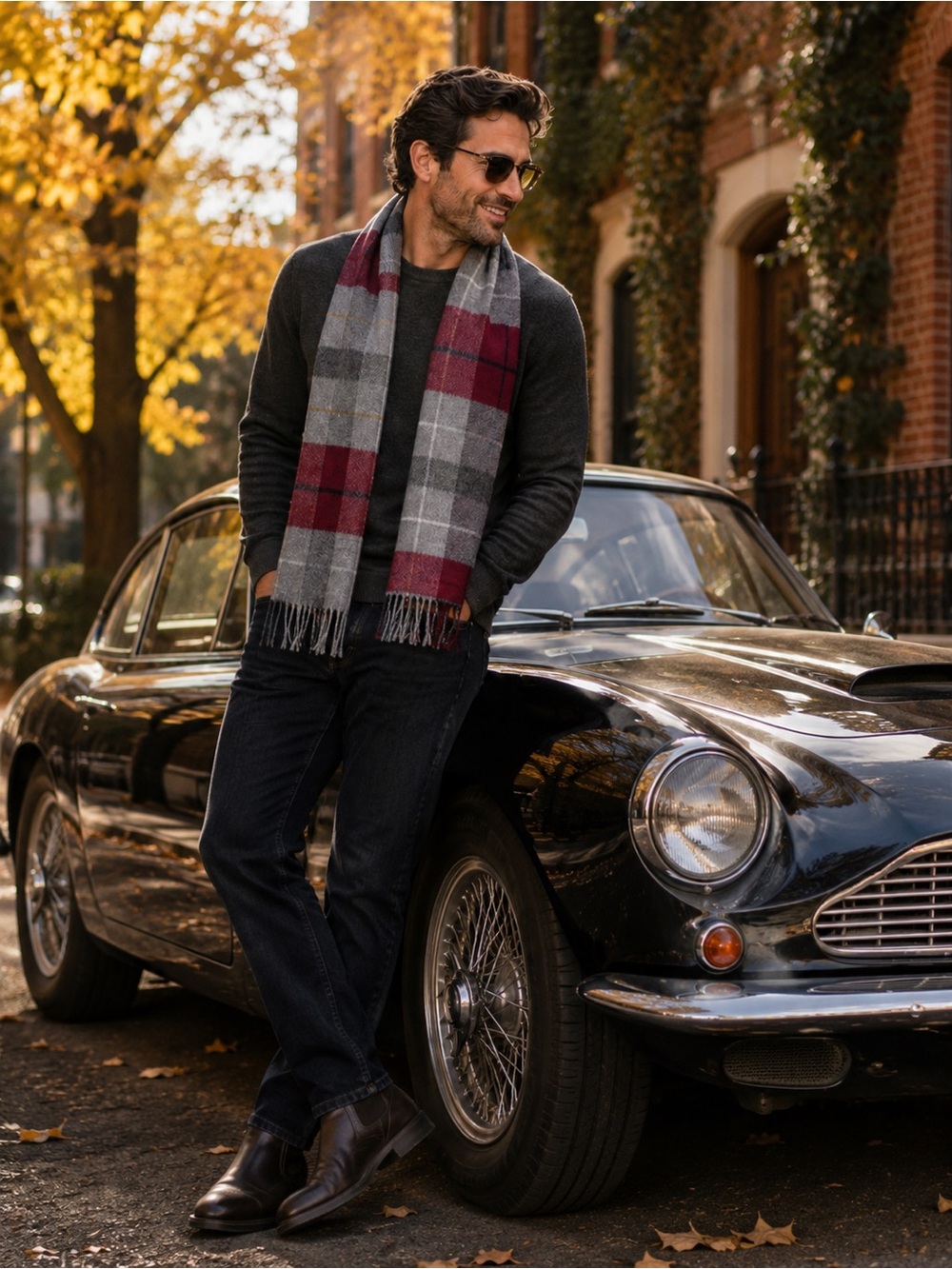 BURGUNDY red gray unisex fall winter scarf🇨🇦